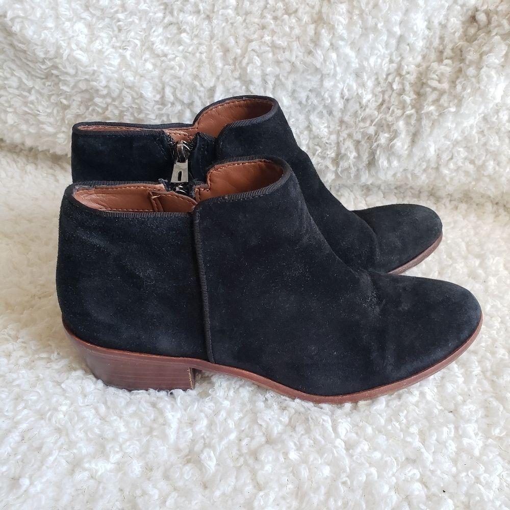 Sam Edelman Petty Black Suede Leather Ankle Boots sz 7.5